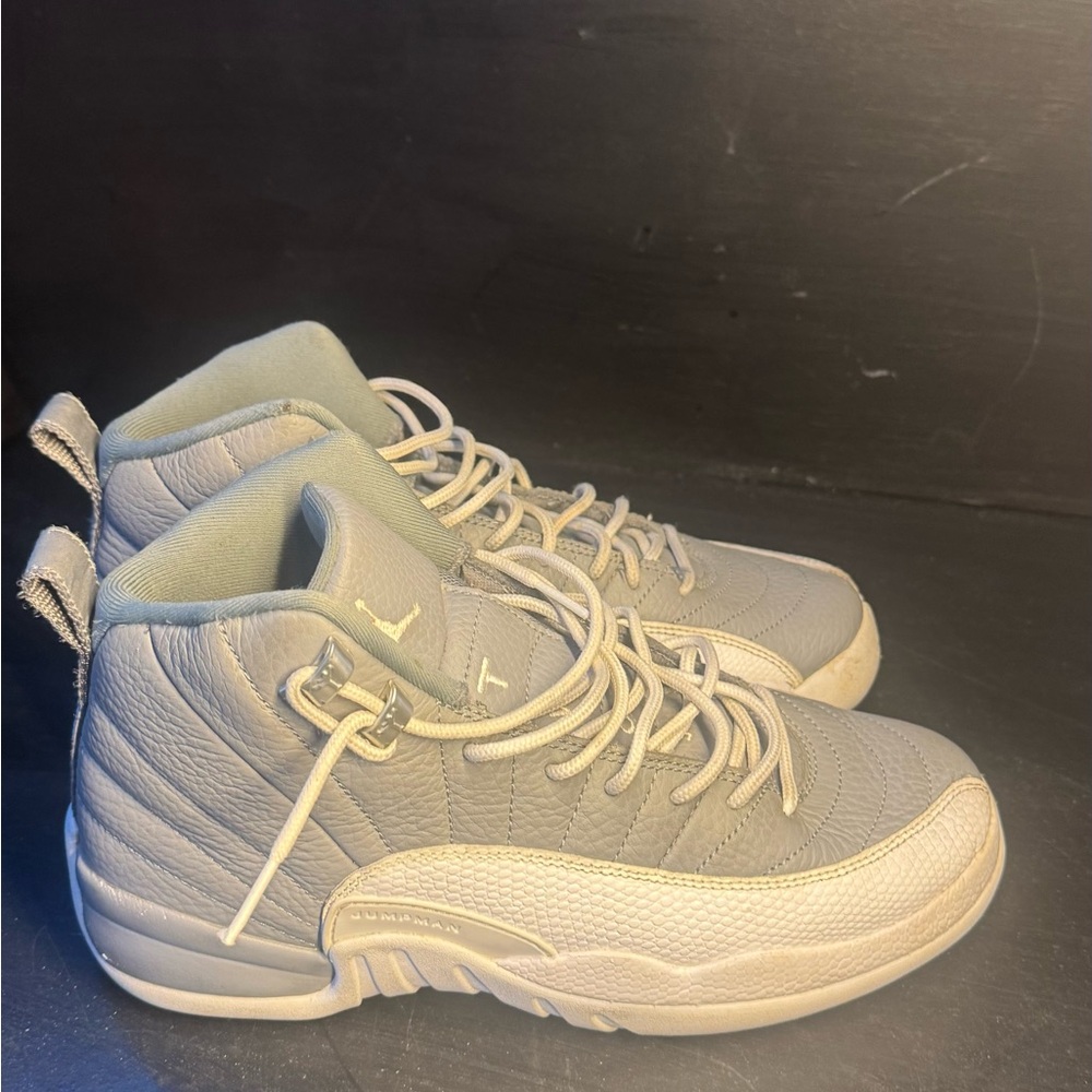 Jordan 12 Nike Gray and White High-Top Sneakers